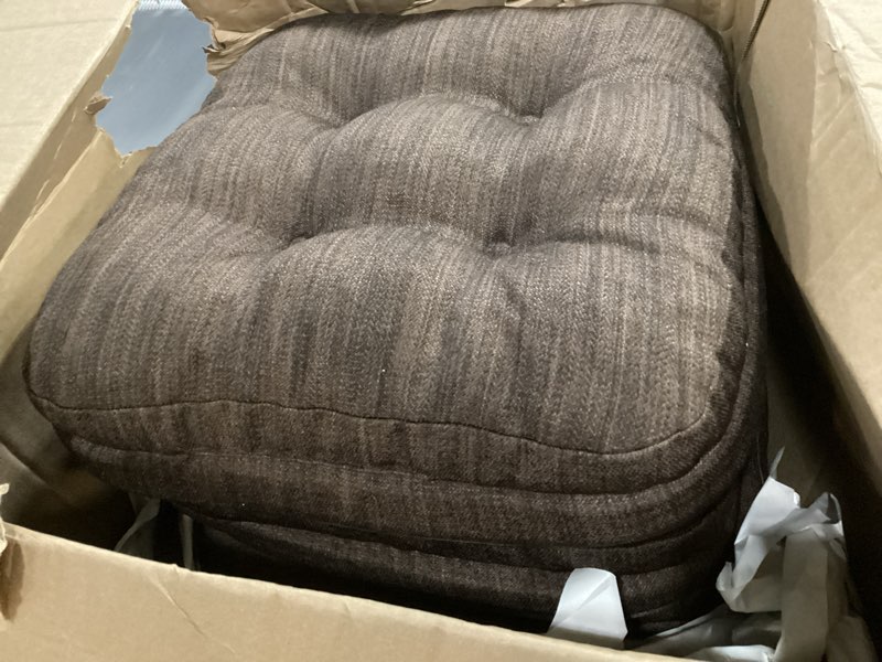 Condition photo showing Good Condition for shinnwa chair cushions for dining chairs 4 pack, tufted non-slip kitchen seat cushions, dining room chair pads with ties, 16” x 16”, brown, set of 4