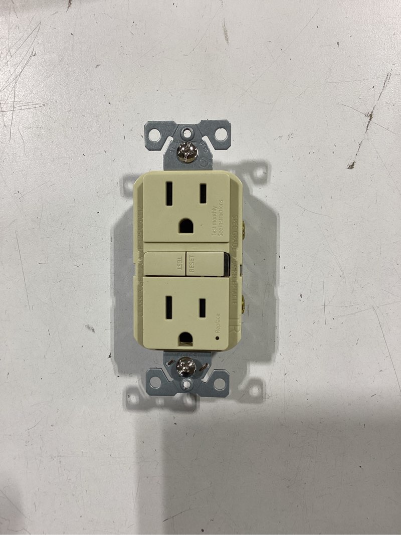 Condition photo showing Good Condition for eaton 20-amp 125-volt tamper resistant gfci residential decorator outlet, light almond