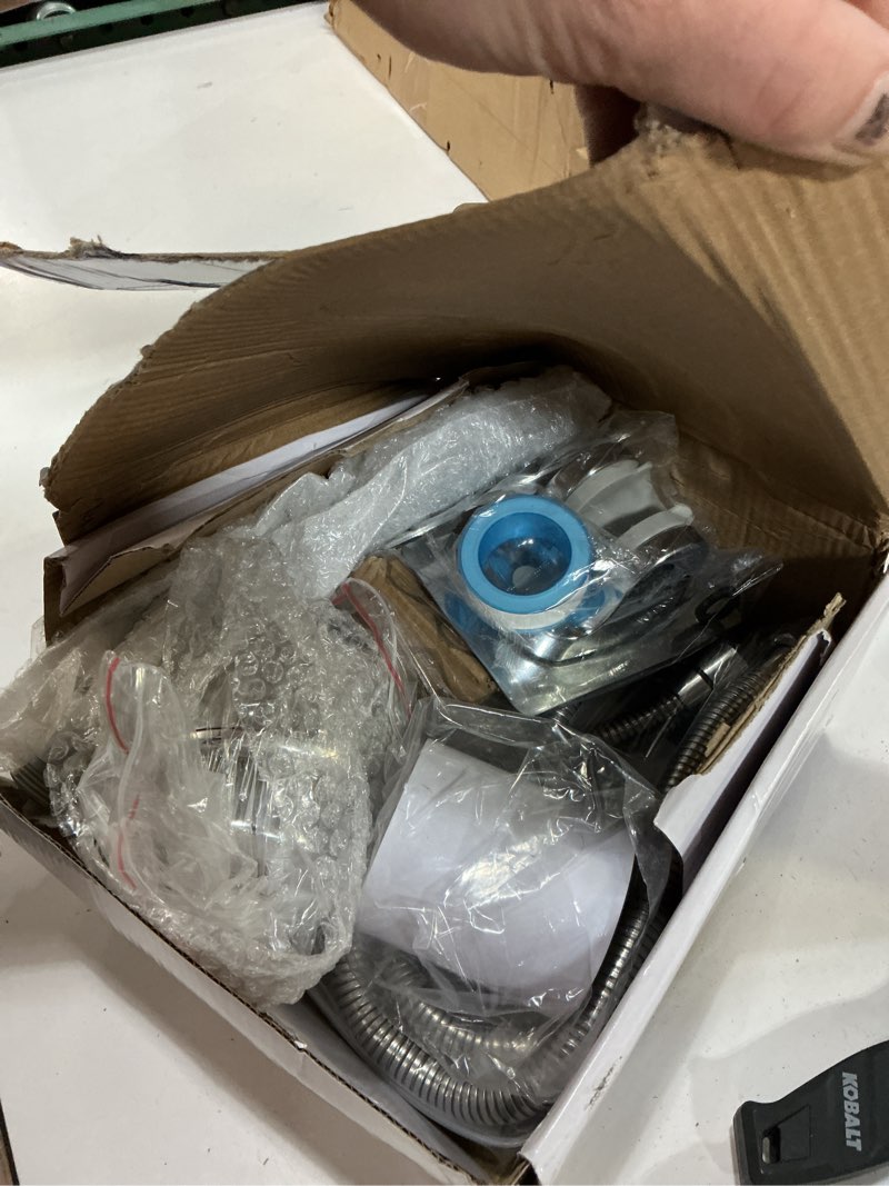 Condition photo showing New/Like New for nearmoon filtered shower head, high pressure 8?square, 5 settings handheld rain shower filter combo with self-adhesive holder/1.5m hose -1 replaceable filter cartridge (chrome finish)