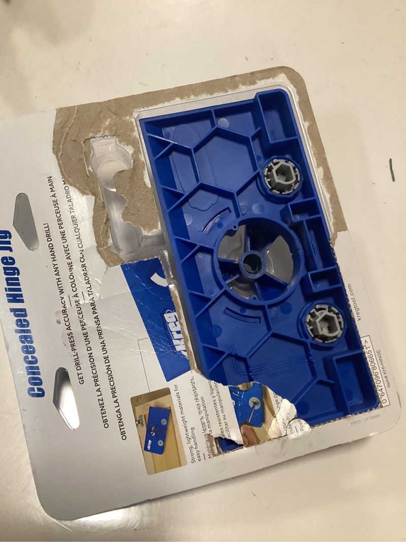 Condition photo showing As Is for Kreg KHI-Hinge Concealed Hinge Jig - Drill Perfect Holes for Cabinet Hinges & Hardware Installation - Cabinet Door Hinge Tool - Cabinet Hardware Jig - Holiday Home Improvement Gifts for Him