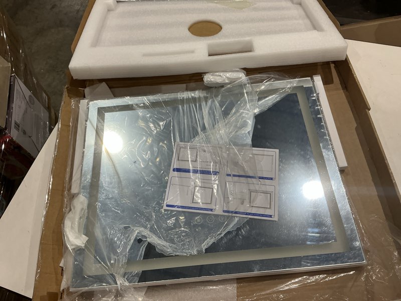 Condition photo showing Good Condition for rolove vanity mirror with lights 22"x18", lighted makeup mirror with 10x magnification, smart touch 3 colors dimmable, 360° rotation, women gift, dresser mount, bathroom (white) white 22"l x 18"w