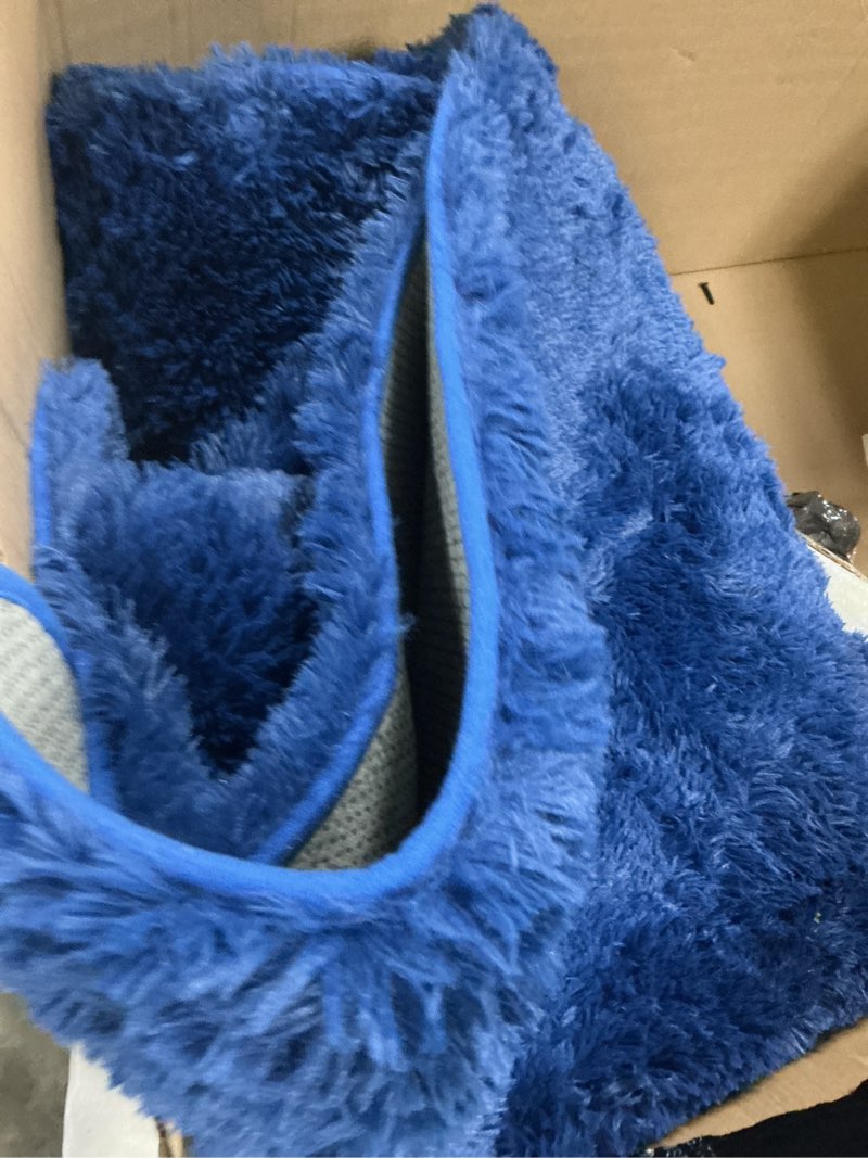 Condition photo showing As Is for 8x10 Area Rug for Living Room: Fluffy Shag Soft Washable Rugs Large Fuzzy Plush Indoor Carpet for Bedroom Nursery Playroom Kids Girls Boys Room (Navy Blue, 8'x10') Navy Blue 8' x 10' (Rectangular)