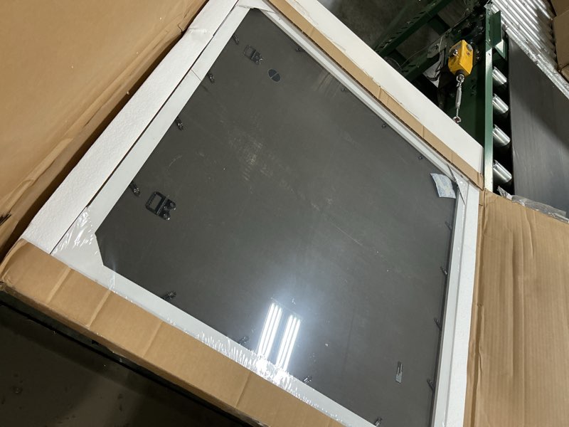 Condition photo showing As Is for americanflat 24x24 poster frame in white - composite wood with polished plexiglass - horizontal and vertical formats for wall with included hanging hardware white 24x24 frame