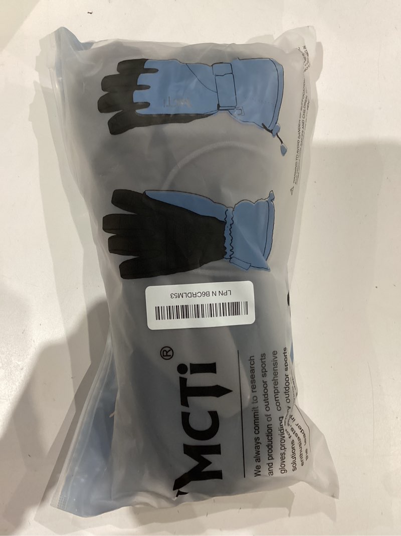 Condition photo showing Good Condition for MCTi Kids Mittens Waterproof Winter Ski Warm Sherpa Lined Long Cuff with String Grey Small