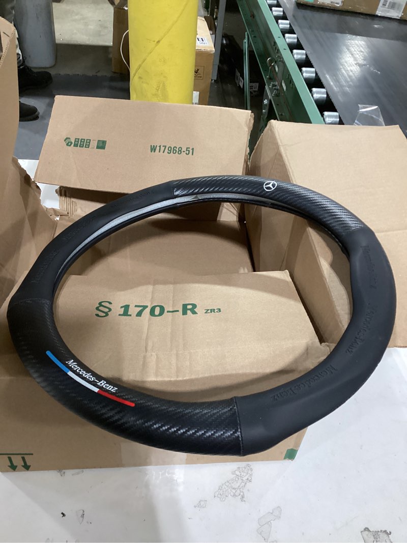 Condition photo showing Good Condition for New Fit Be Leather Steering Wheel Cover,Stylish Nappa Leather Carbon Fiber Texture Protector,Non-Slip,Universal 15inch Compatible with Mercedes Benz Accessories (Old -Black)