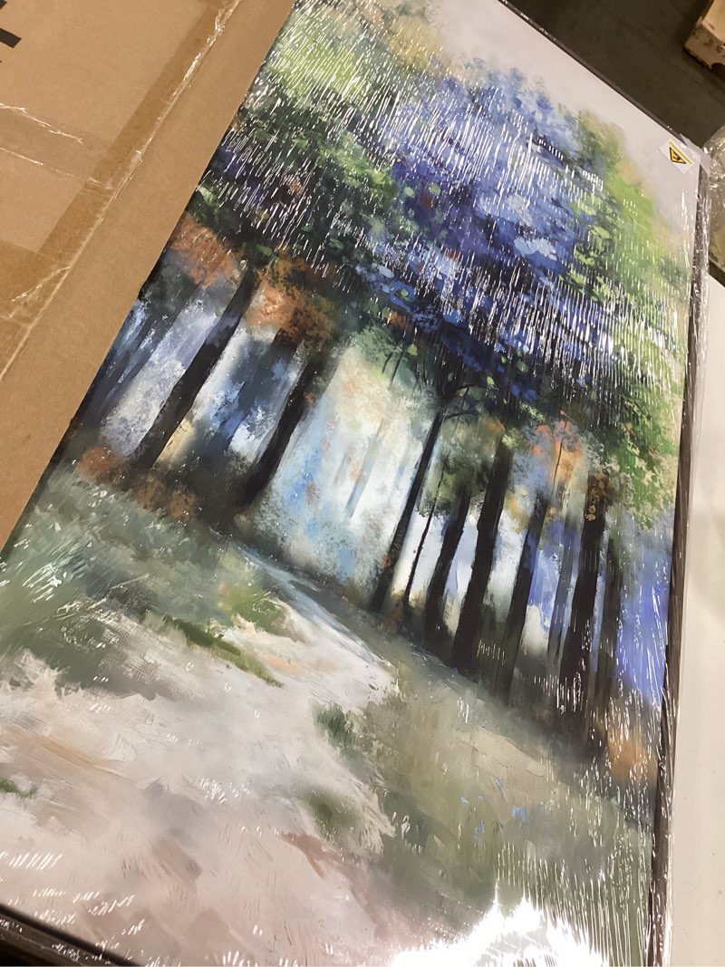 Condition photo showing Good Condition for Framed Vertical Colorful Forest Living Room Wall Art, Large Tree & Path Picture Artwork for Walls, Farmhouse Landscape Vertical Canvas Print for Office Kitchen Foyer Stair Hallway Wall Decor, 20x40 In 40"L x 20"W Forest & Path