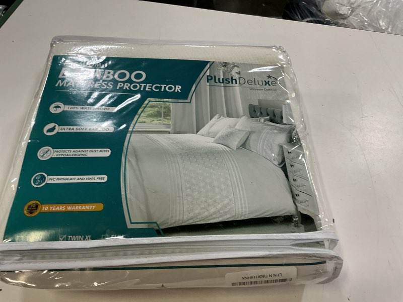 Condition photo showing Good Condition for plushdeluxe premium bamboo mattress protector – twin xl size, waterproof, & ultra soft breathable noiseless washable bed mattress cover for comfort & protection - white