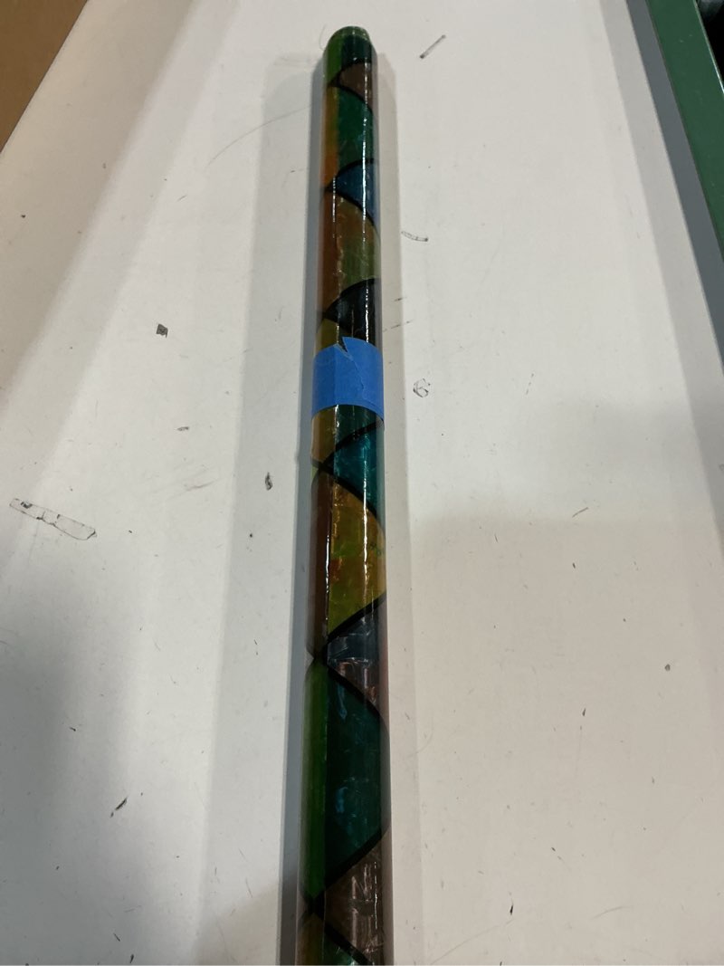 Condition photo showing As Is for Sunbaby Window Privacy Film Stained Glass Decorative Rainbow Window Cling 3D Static Clings Colorful for Home Decoration, Anti-UV & Heat Control Non-Adhesive (23.6"x78.7") 23.6 x 78.7 inches Yellow-blue