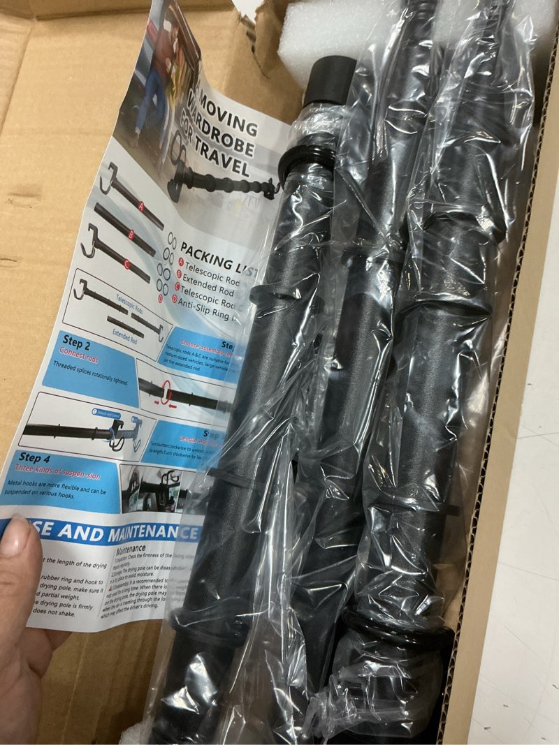 Condition photo showing Good Condition for Heavy Duty Car Clothes Hanger Bar 30-64 inches, 4Pcs Additional Accessories, Clothes Rod for Car with Upgraded Hooks, Adjustable Vehicle Clothes Rack for Most Cars Suvs Trucks, Ideal Gift for Travel