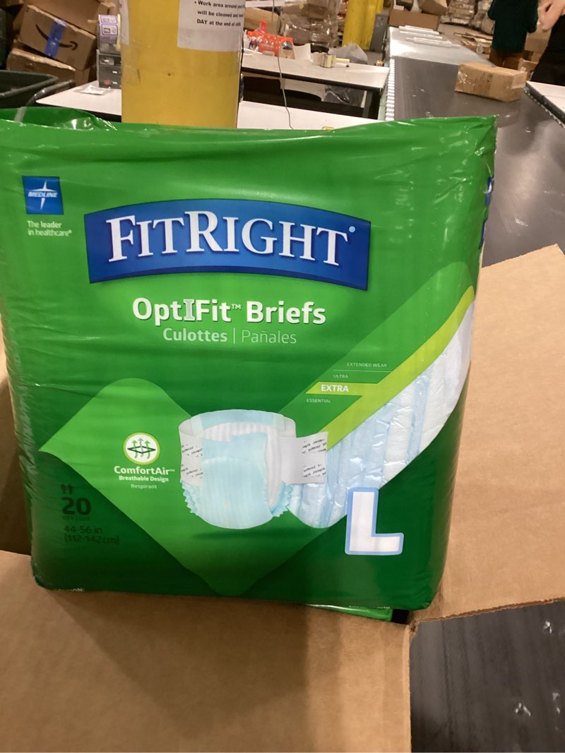 Condition photo showing Good Condition for FitRight OptiFit Extra Adult Briefs, Incontinence Diapers with Tabs, Moderate Absorbency, Large, 44 to 56", 20 Count (Pack of 4) 80 Count Large
