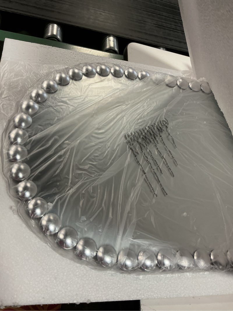 Condition photo showing Good Condition for Silver Oval Bathroom Mirror for Wall Beaded Vanity Hanging Modern Decorative Wall Mirror for Over Sink?Living Room, Hallway Silver C 36"L x 16"W