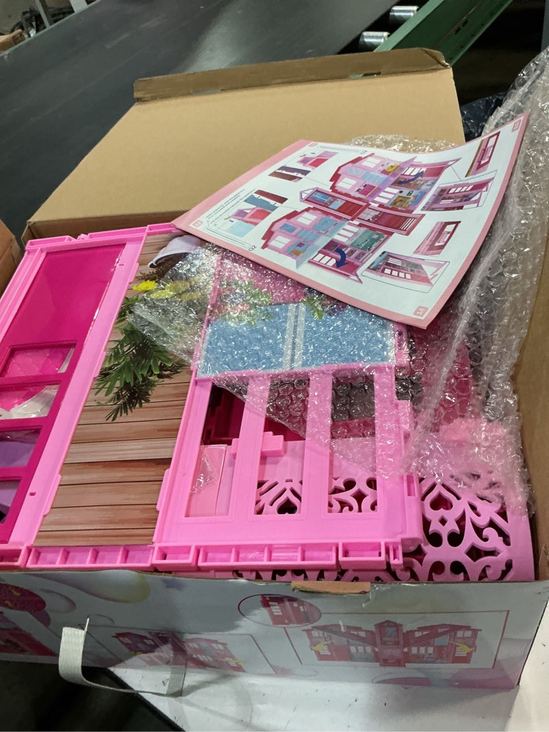 Condition photo showing Good Condition for dreamy doll house, dollhouse playhouse with large rooms & big furnitures, including elevator, foldable dolls house toys gifts for girls kids ages 3+