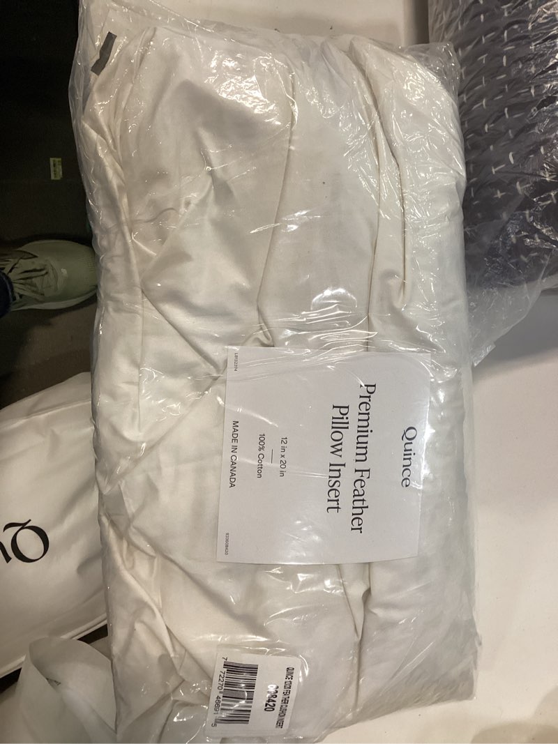 Condition photo showing New/Like New for premium feather pillow insert 12x20in