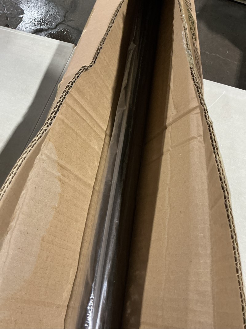 Condition photo showing As Is for antique bronze disc curtain rods, 48-84 inches window curtain rod,adjustable room darkening drapery rod with aluminum finials and brackets,wrap around design 48-84" antique bronze