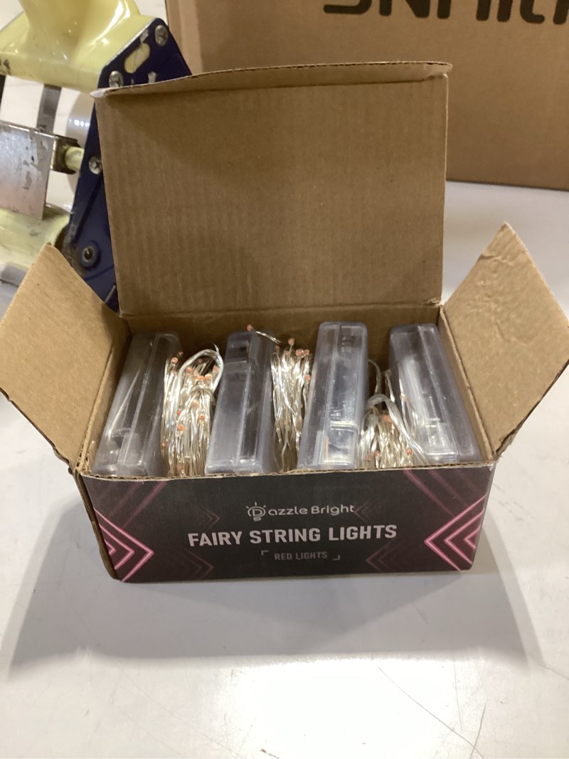 Condition photo showing Good Condition for dazzle bright fairy lights battery operated, 4 pack total 80ft 240led silver wire waterproof battery operated string lights, christmas decorations for indoor outdoor bedroom yard decor, red red 4