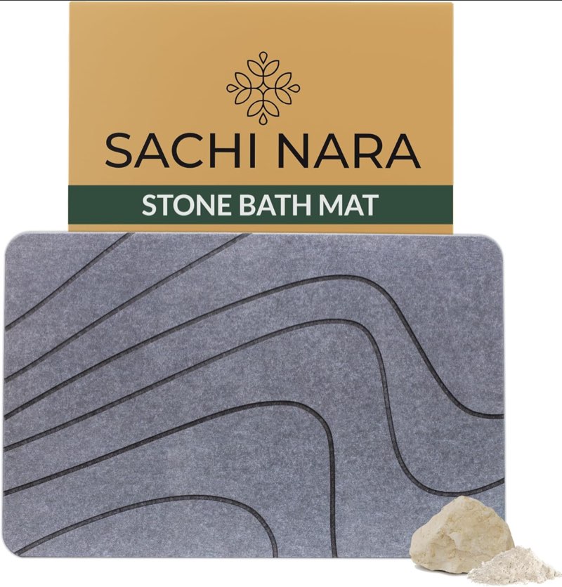Stone Bath Mat, Diatomaceous Earth Bath Mats for Bathroom, Non-Slip Stone Drying mat, Bathmat Quick-Dry, Diatomite Shower Rug, Large Shower Floor Mat, (25" x 17")