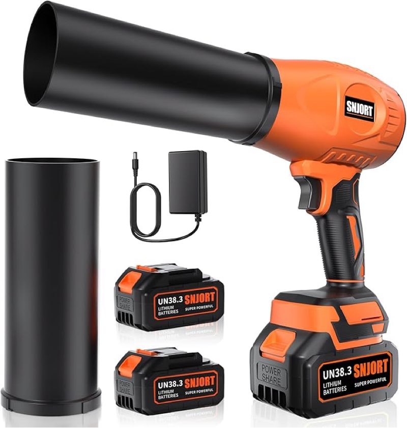 Leaf Blower Cordless with Battery and Charger,800,000 RPM,Extended Nozzle,Lightweight Handheld Desig