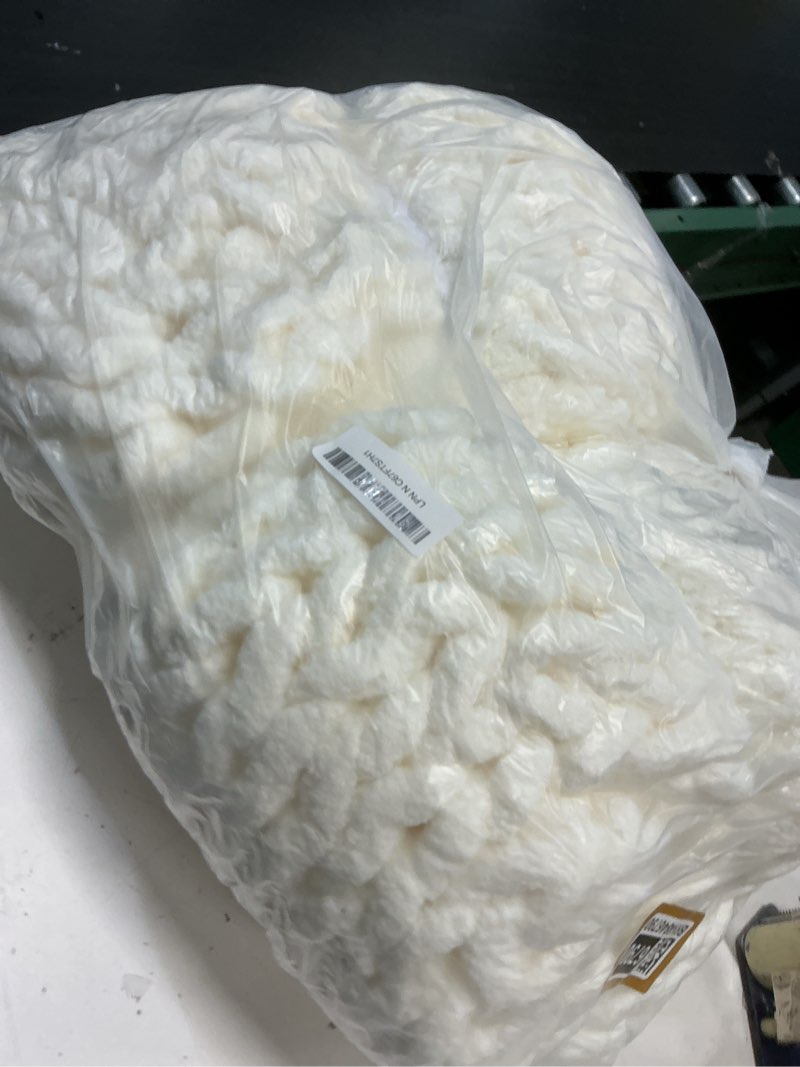 Condition photo showing New/Like New for bigacogo chunky knit throw blanket for couch, 40x60 inches, 100% hand knitted with thick jumbo chenille yarn, cozy soft large rope knot cable crochet blankets for sofa bed living room, ivory ivory 40"x60" (medium size throw?