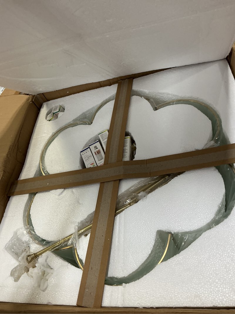 Condition photo showing Good Condition for flower shape semi-flush mount ceiling light, glass ceiling light fixture for living room hall bedroom, brass ceiling pendant light (23.6")