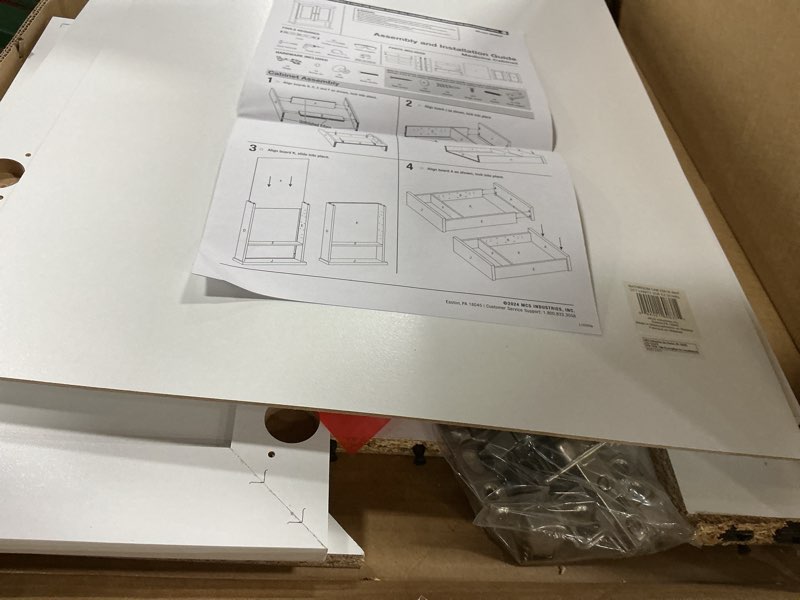 Condition photo showing As Is for MCS 23x18 White Medicine Cabinet Organizer, Wall Mounted 2-Door Bathroom Cabinet for Over-The-Toilet Storage, Bathroom Furniture & Restroom Organizer 23x18 2-Door