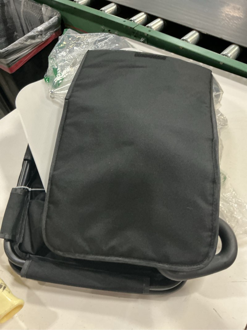 Condition photo showing As Is for dog stroller, lightweight folding pet carrier with wheels, large space design, comfortable handle, safety belt, storage bag, carbon steel frame, oxford cloth, maximum load (black)