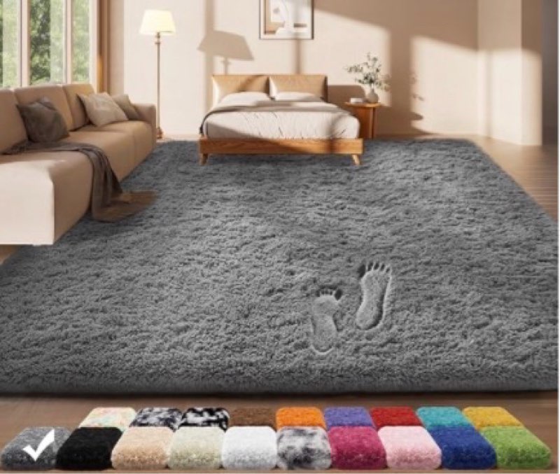 Ophanie Area Rugs for Living Room Bedroom, Upgrade Non-Slip Fluffy Soft Grey Shag Carpet, Indoor Floor Gray 4x6 Fuzzy Shaggy Living Room Plush Rug for Kids Home Dorm Decor Aesthetic