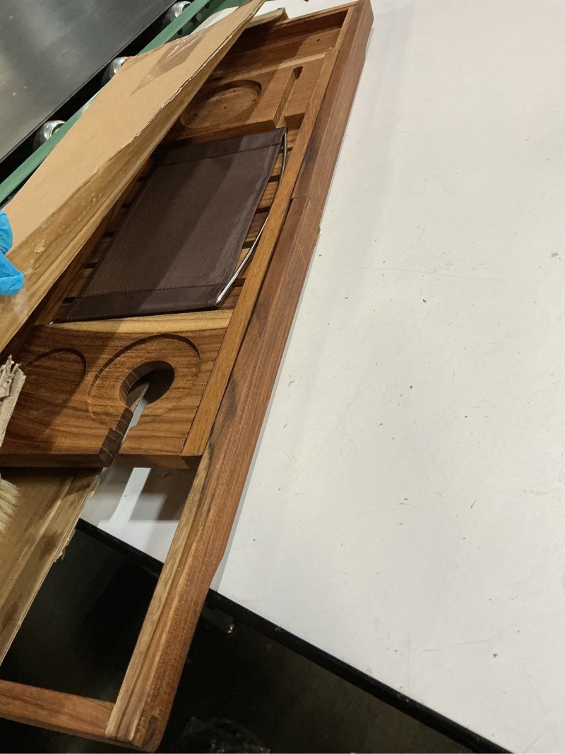 Condition photo showing Good Condition for Utoplike Teak Bathtub Caddy Tray Bath Tray for Tub, Unique Bathtub Organizer with Book Tablet Wine Glass Cup Towel Holder, Adjustable, for Your Loved