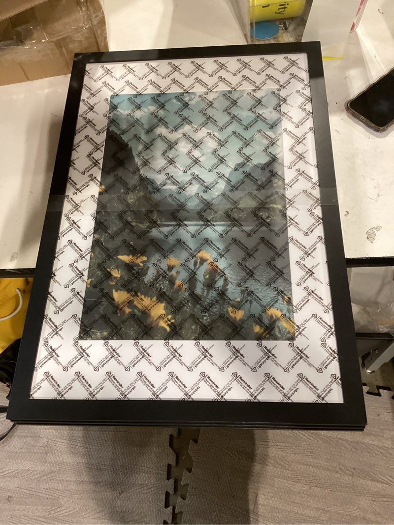 Condition photo showing As Is for americanflat 16x26 picture frame with polished plexiglass - black picture frame - wide photo frames made of engineered wood for vertical or horizontal wall display - epic collection - black black 16x26