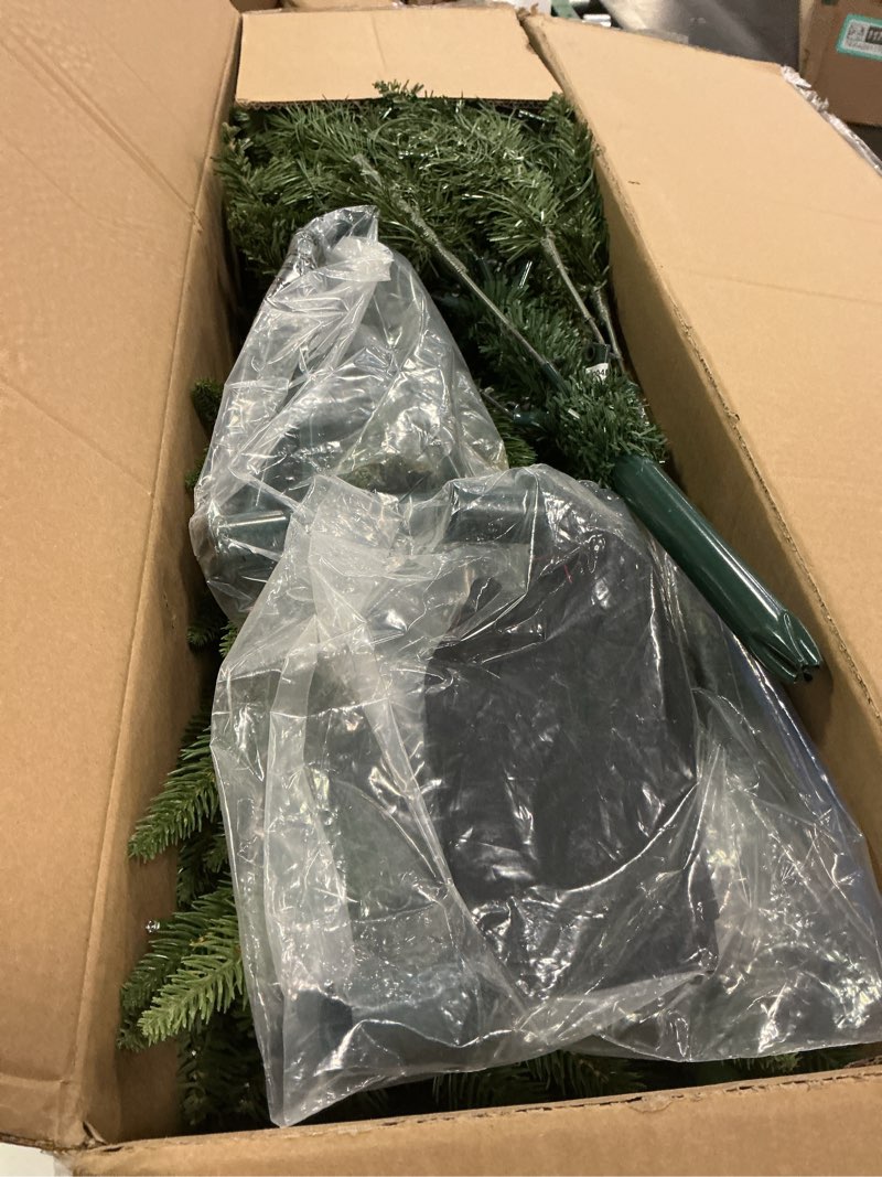 Condition photo showing Good Condition for 6ft Pre-Lit Artificial Pencil Green Christmas Tree with Warm White 300 LED Lights, Hinged Realistic Slim Xmas Tree w/Sturdy Metal Stand, 850 Tips for Home, Office, Party Decoration Indoor Prelit 6ft