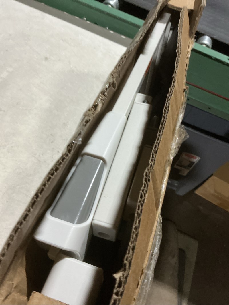 Condition photo showing As Is for Babelio 36" Tall Baby Gate, PressGuard P7, 29-48" Auto Close Pressure Mounted Dog Gate for Stairs, Doorways & Hallway, Protector Basics Easy Walk Thru Pet Gate, White White 36"Tall 29"-48" Wide