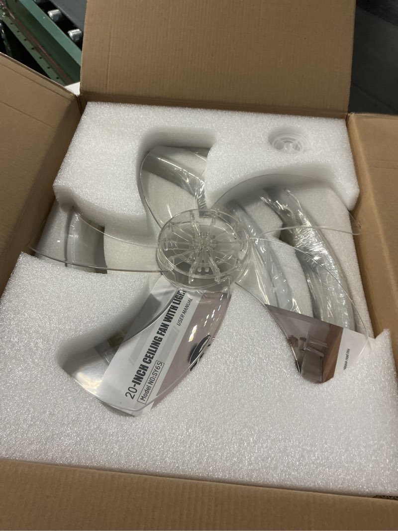 Condition photo showing As Is for Ceiling Fans with Lights and Remote, 20'' Low Profile Ceiling Fan, 3000-6000K Dimmable Modern Flush Mount LED Fan Light, 6 Wind Speeds White Ceiling Fans for Bedroom