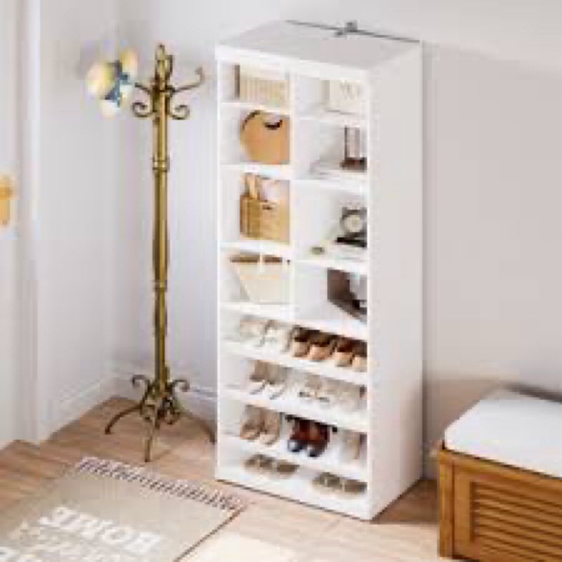 Modular Storage 23.6" W x 78.7"H  with Shelf and Cubies, Shoe Storage Cabinet Wood Closet System