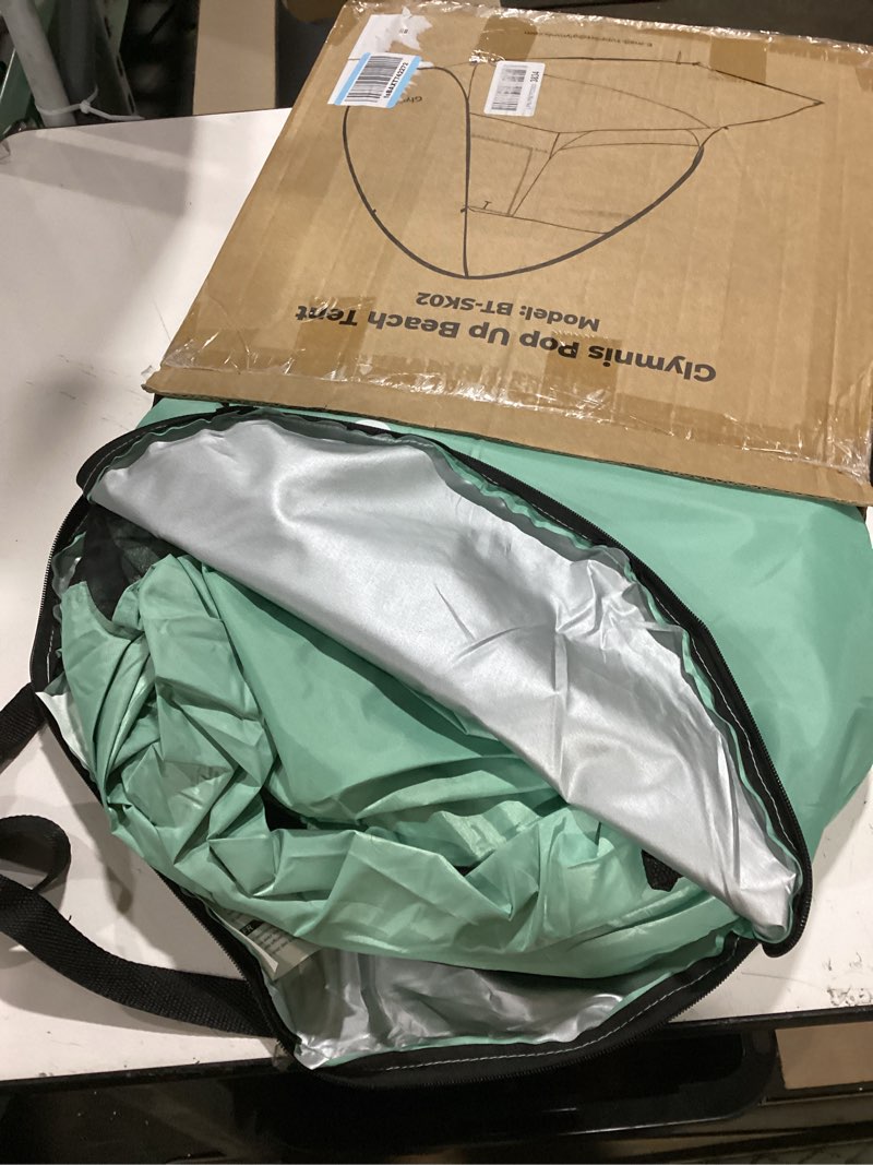 Condition photo showing Good Condition for glymnis pop up beach tent beach shade tent for 1-4 persons sun shelter upf 50+ enclose zipper door portable easy up beach tent green for 1-2 person