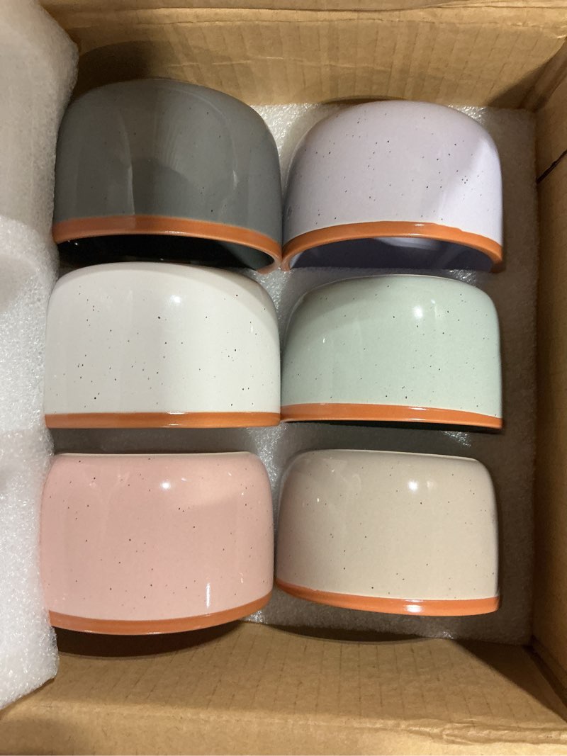 Condition photo showing Good Condition for morandi color ramekins set of 6, 6 oz creme brulee ramekin oven safe, porcelain ramekin bowls, mini cheesecake pans, small baking dish, dipping sauce bowls, ramekins for baking souffle, ice cream morandi color 6 oz