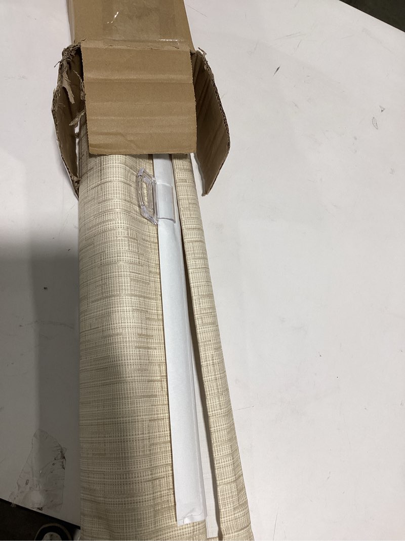 Condition photo showing Good Condition for everyday celebration roman shades for windows, room darkening, cordless pull down, woven fabric blinds & shades, vanilla, 23" w x 64" h vanilla (room darkening) 23"w x 64"h