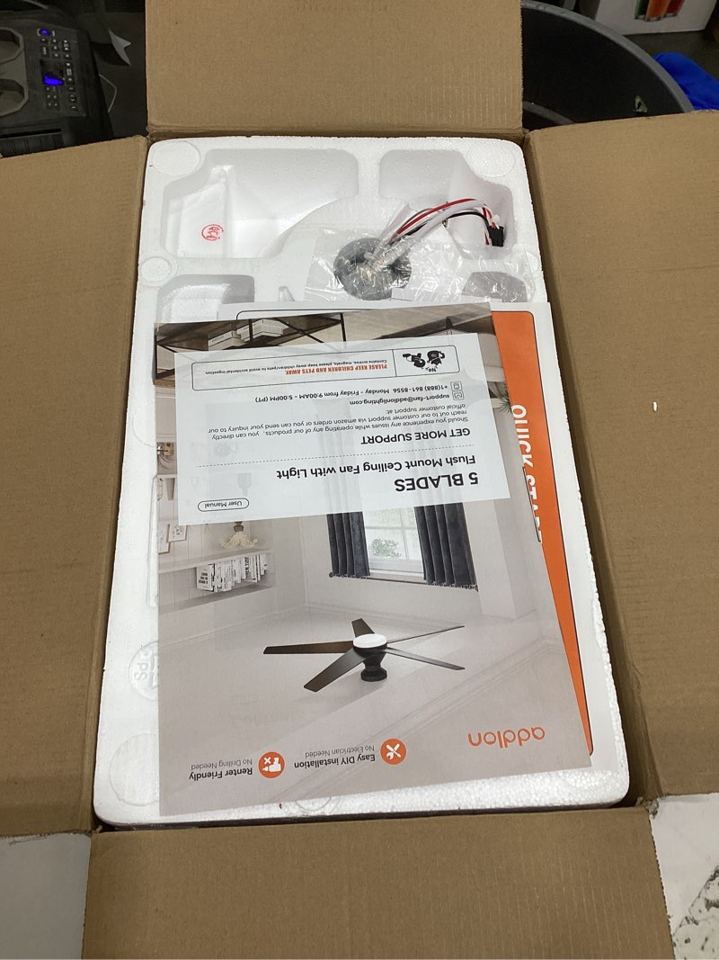 Condition photo showing New/Like New for addlon ceiling fans with lights, 42 inch low profile ceiling fan with light and remote control, flush mount, reversible, 3cct, dimmable, quiet, black small ceiling fan for bedroom indoor/outdoor use