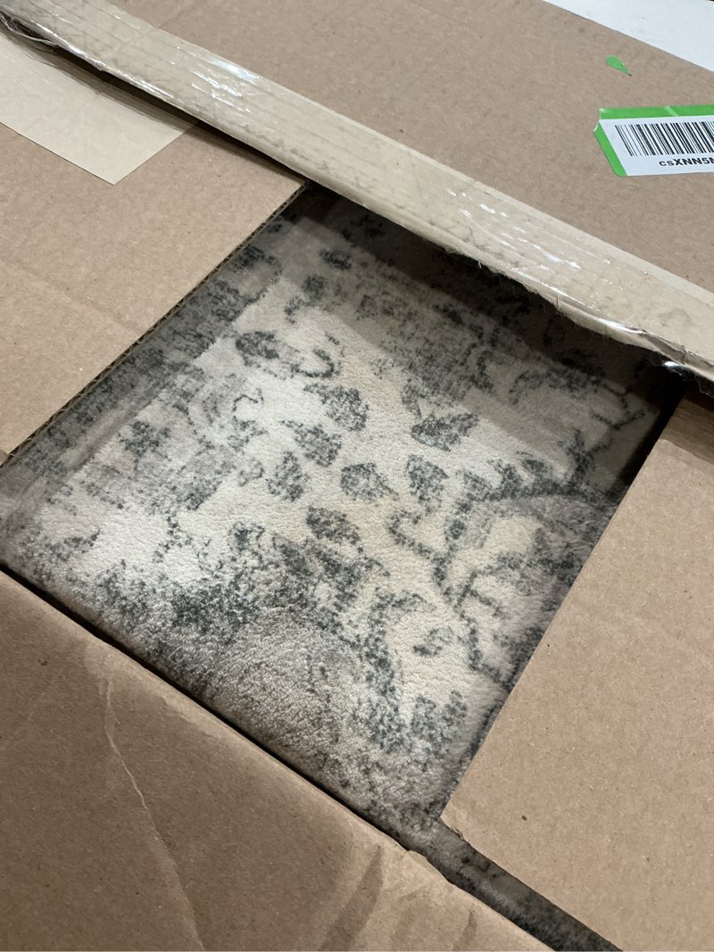 Condition photo showing Good Condition for gray area rug 5x7 machine washable vintage living room distressed non slip carpet traditional indoor bedroom grey retro floral accent throw large rug for office kitchen bathroom dining room 5' x 7' (rectangular) accent | grey