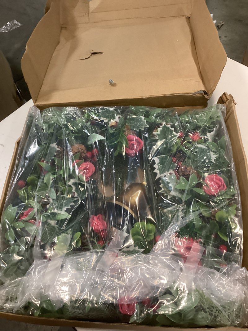 Condition photo showing Good Condition for 30inch Christmas Wreath, Artificial Winter Wreaths for Front Door with Bell Pinecone Berries for Outdoor Indoor Wall Tree Table Farmhouse Holiday Wedding Birthday Party Decorations