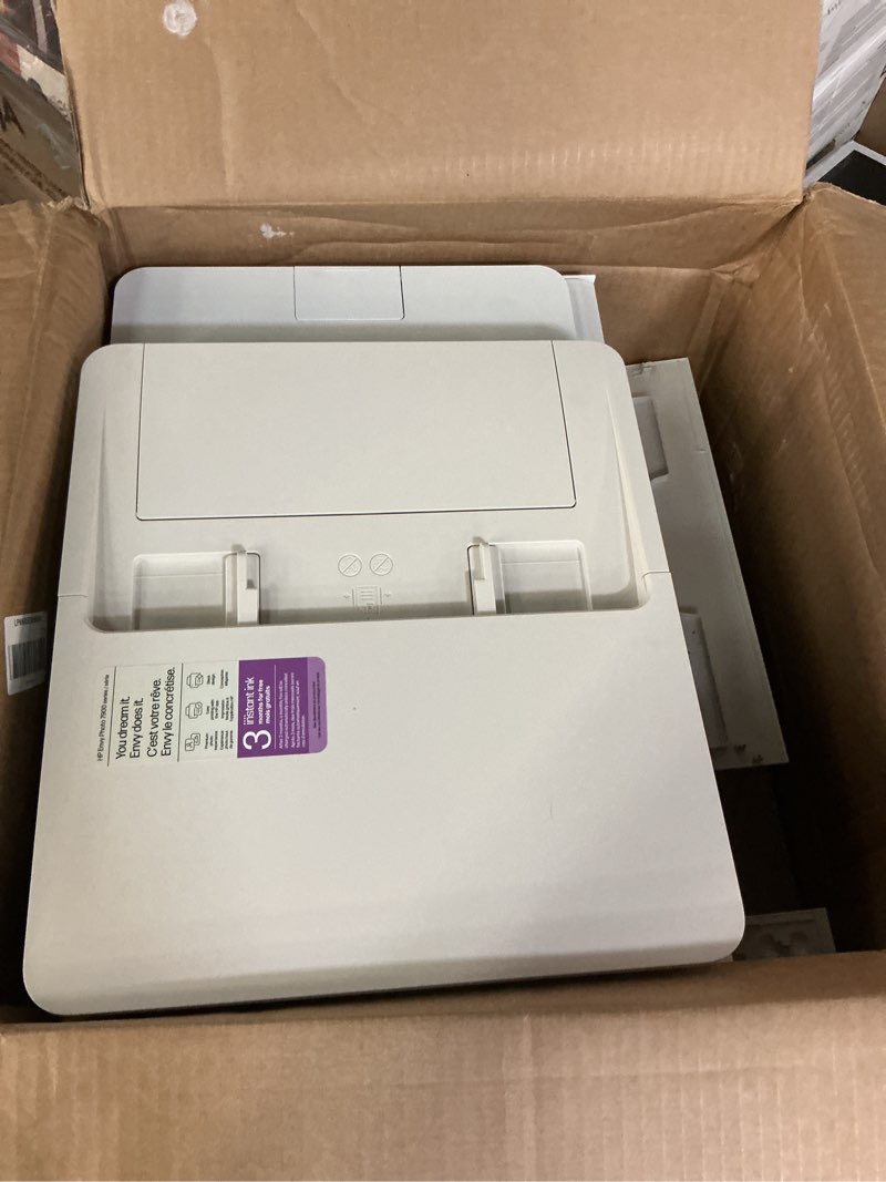 Condition photo showing As Is for hp envy photo 7975 wireless color inkjet photo printer, print, scan, copy, easy setup, mobile printing, best-for-home, 3 month trial of instant ink included, ai-enabled (b63k3a) new version