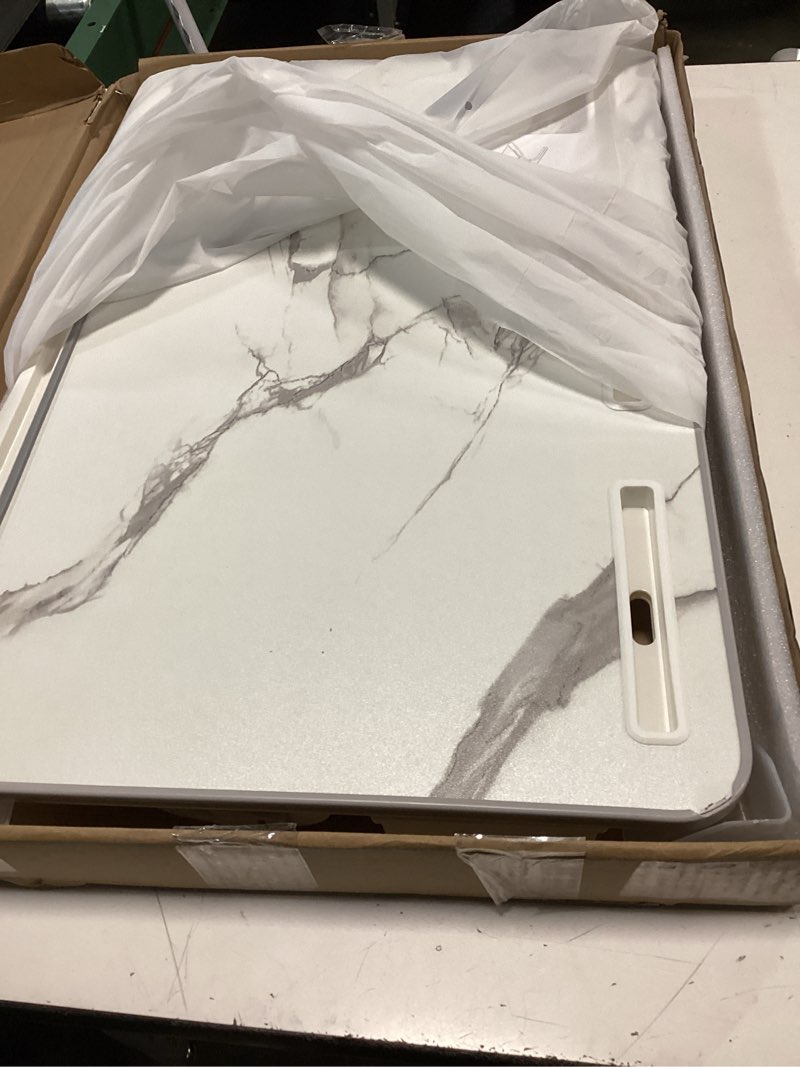 Condition photo showing As Is for HETTHI Laptop Bed Desk, Adjustable Laptop Lap Desk with Drawer, X-Large Foldable Bed Table Tray for Bed Couch Floor Desk Writing Working Reading Eating Painting (Marble, 23.6"×15.7") Marble X-Large 23.6×15.7in