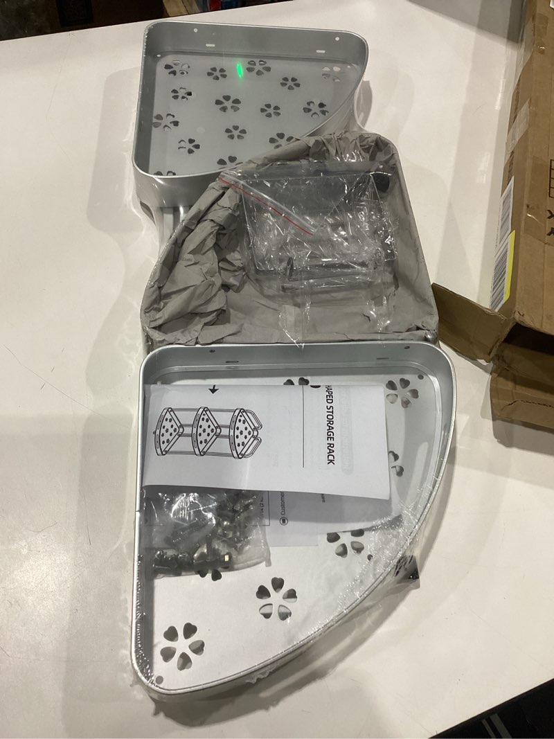 Condition photo showing New/Like New for Corner Shower Caddy Standing, 3 Tier Shower Organizer Stand with Soap Holder, Rustproof Shower Shelves for Bathroom Storage, Silver 3-tier Silver