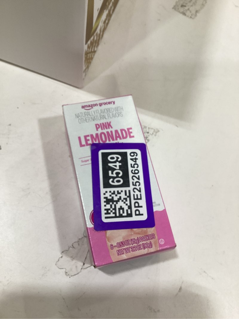 Condition photo showing New/Like New for Amazon Grocery, Pink Lemonade Drink Mix Singles, 3.2 Oz, 6 Ct (Previously Happy Belly, Packaging May Vary) 1 Count (Pack of 1)
