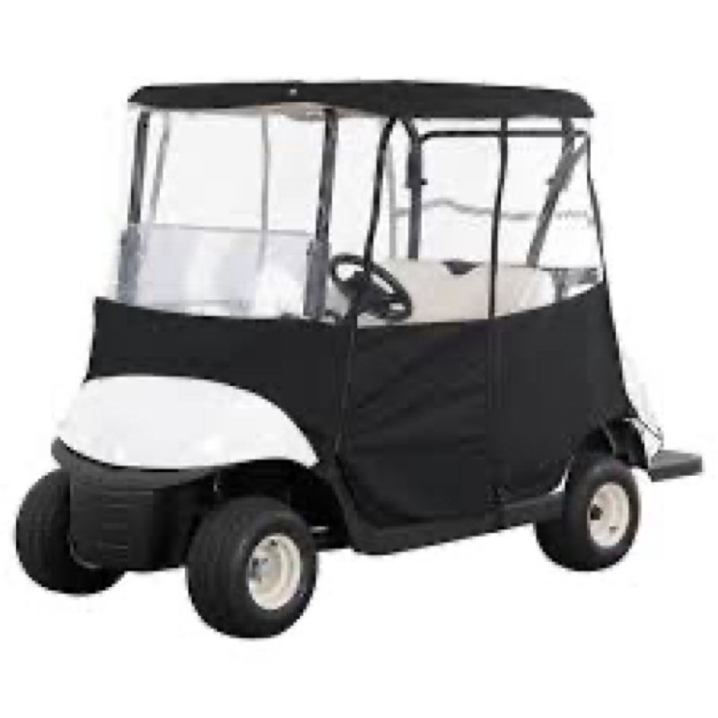 kemimoto 600d golf cart enclosure 2 passenger up to 54'', fadesafe golf cart rain cover waterproof, roll-up dual zipper door design compatible with club car precedent/tempo/onward, ezgo, black