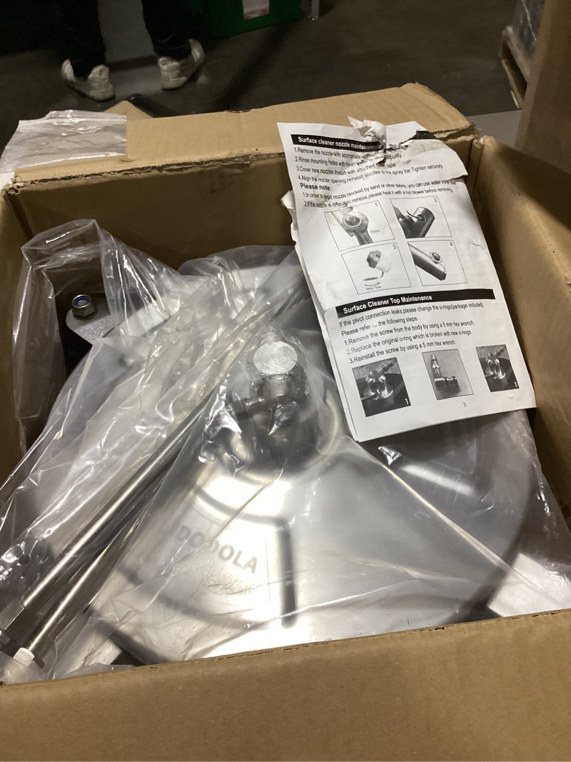 Condition photo showing Good Condition for 14" pressure washer surface cleaner with 4 wheels - stainless steel surface cleaner for pressure washer attachment for concrete, patio, sidewalk, deck and driveways - pws14 14 inch silver