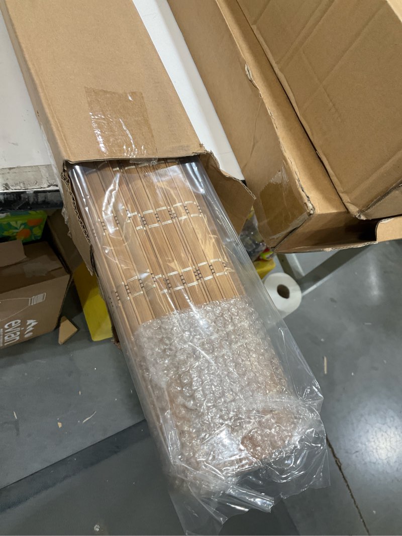 Condition photo showing Good Condition for LazBlinds No Tools No Drill Cordless Bamboo Roman Shades, Light Filtering Window Treatment, Roll Up Bamboo Blinds for Windows 28'' W x 72'' H, Brown Light Filtering-brown206 28" W x 72" H