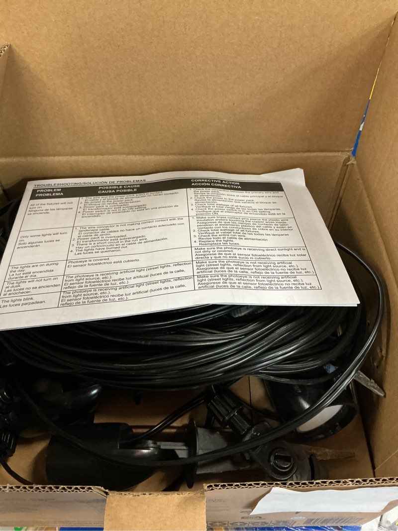 Condition photo showing As Is for harbor breeze spot light 150 -lumens 1.8 -watt black low voltage warm white hardwired led