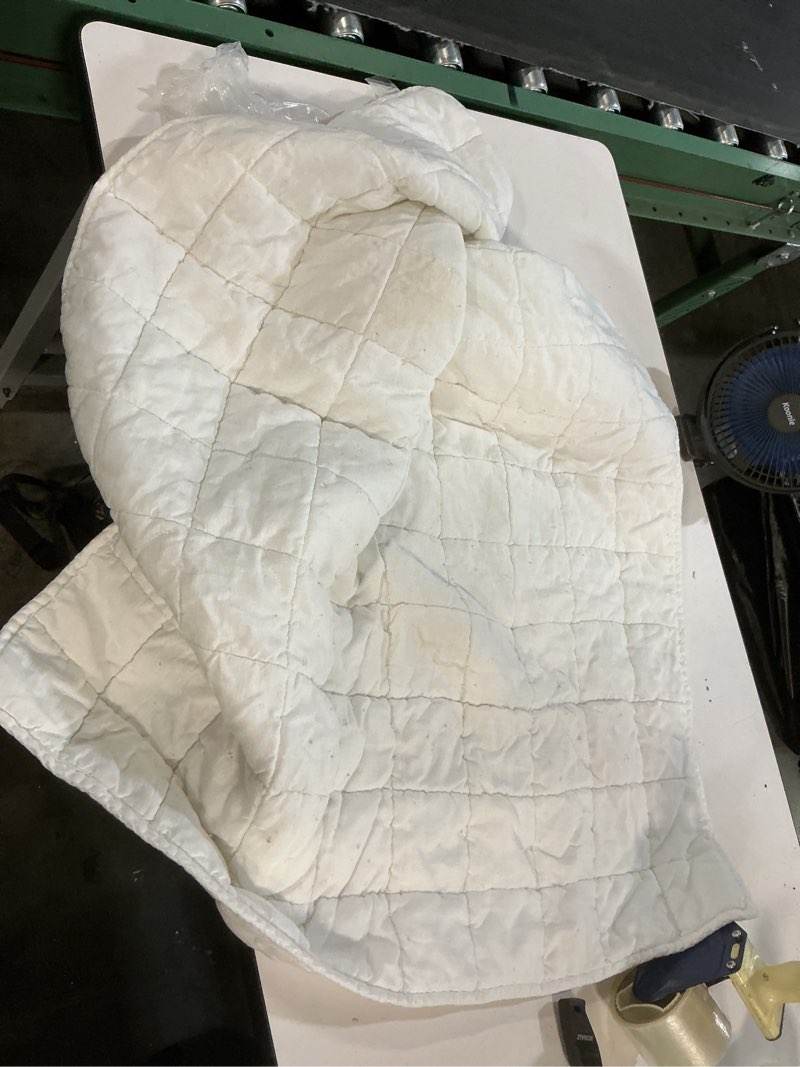 Condition photo showing As Is for quince european linen toddler quilt, one size, white