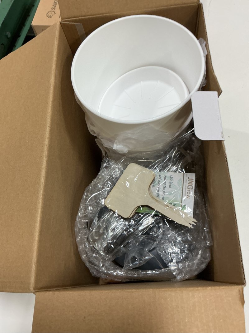 Condition photo showing New/Like New for indoor garden kit - plant pots with drainage, watering can & tools - ideal windowsill planter set - modern home & kitchen decor gift - white