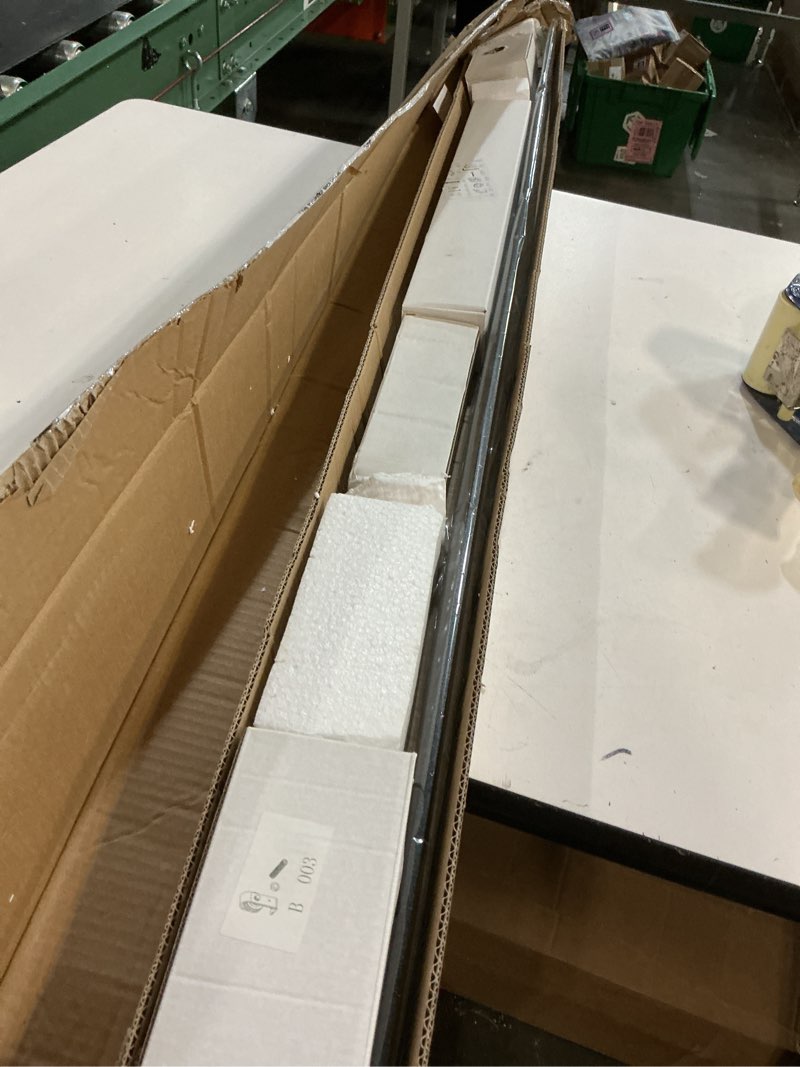Condition photo showing Good Condition for 52" bifold sliding barn door hardware track kit,side mounted black j shape roller,smoothly and quietly,assembly easy,fit double 24" bi-folding doors (door not included) 52'' for 2 doors (hardware only) black-j shape