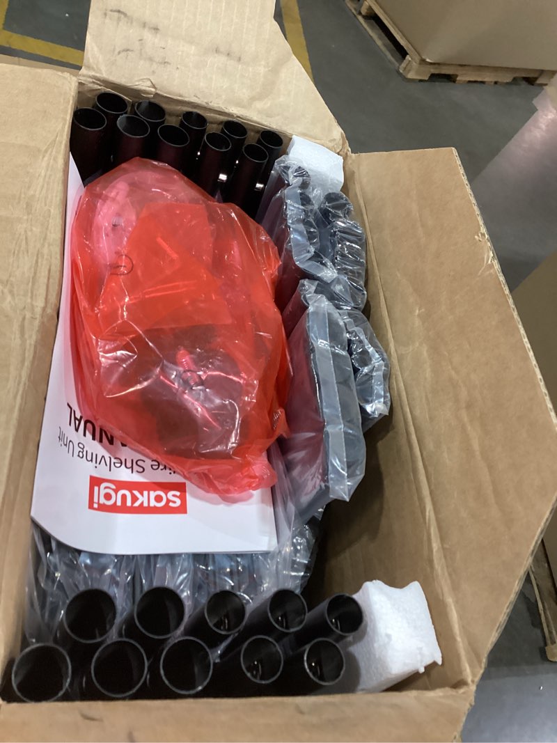 Condition photo showing Good Condition for storage shelves - 5 tier shelf organizer, heavy duty garage shelving unit with leveling feet, stable metal shelves organizer for pantry, kitchen and closet, 33.0" w x 12.6" d x 72.0" h, black black 33.0w×12.6d×72.0h(5t)